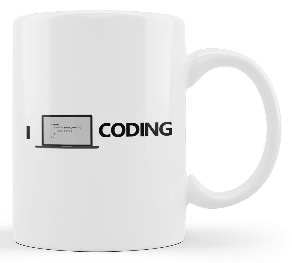 ماگ با طرح I love coding