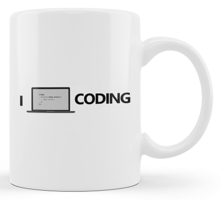 ماگ با طرح I love coding